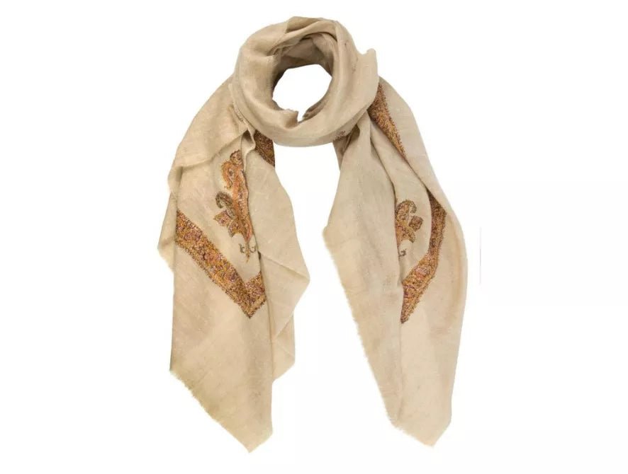 Handmade Pashmina Cashmere Shawl - Brown Motif - DAKY International