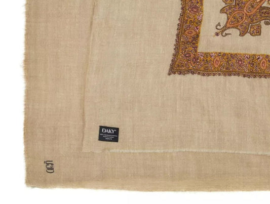 Handmade Pashmina Cashmere Shawl - Brown Motif - DAKY International